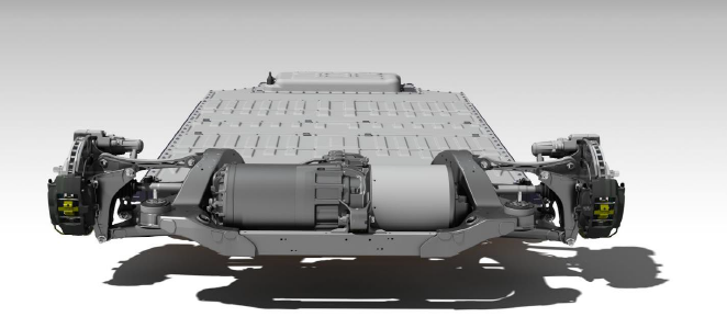 Figure 3. The Tesla Model S rear wheel drive vehicle with a drivetrain that is transversely mounted.