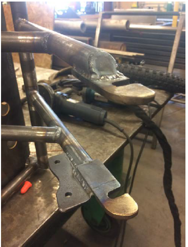 Figure 5.4.2: Finished drop outs welded to the frame.
